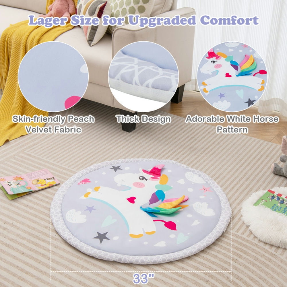 YYAo Baby Gym Play Mat, Baby Playmat Activity Center,Baby Play Gym Mat 7-in-1 Tummy Time Activity Mat with 5 Detachable Toys-Multicolor