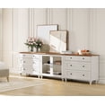 thumbnail image 2 of Farmhouse TV Stand, 3-in-1 TV Console Table for 75/80/85/90-Inch TVs, Entertainment Center with Drawer & Glass Door, White, 2 of 7