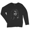 thumbnail image 5 of Web Sugar Skull Women's Long Sleeve T-shirt Black White Monochrome Gothic Beauty Elegant Day of the Dead Dia de Los Muertos, 5 of 7