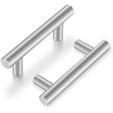 30 Pack Cabinet Pulls Satin Nickel 2-1/2 inch Hole Center T Bar Cabinet Pull Modern Cabinet Hardware Kitchen Cabinet Euro Style Handle Dresser Knobs Set