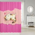 thumbnail image 2 of Manfei Cartoon Sleeping Cat Shower Curtain 72Wx72L, Kitten Pet Bathroom Curtain, Hot Pink, 2 of 5