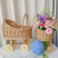 thumbnail image 3 of Woven Rattan Stroller Flower Basket with Handle,Vintage Wicker Baby Carriage,Rustic Rattan Stroller Decor for Weddings, and Floral Arrangements, Decorative Flower Girl Cart, Event Centerpiece Decor, 3 of 8