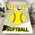 thumbnail image 3 of Feelyou Cartoon Softball Sports Twin Sheet Sets, Est Sleep Repeat Twin Fitted Sheet, Teens Kids Girls Teens Flat Sheet, Lightweight Room Decor, 3pcs, 3 of 8