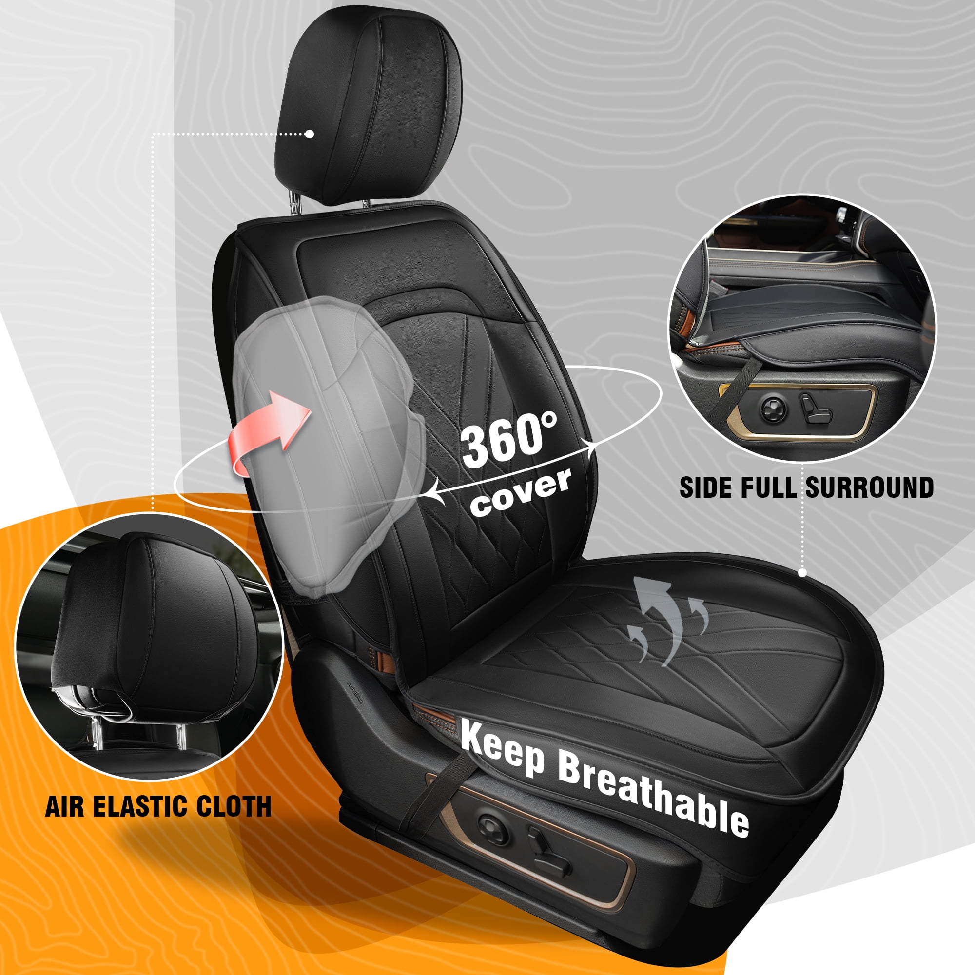 Seat Covers Full Set Truck Seat Covers - Compatible with 2007-2013 Chevy Silverado GMC Sierra 1500 Crew Cab & 2019-2025 2500HD/3500HD Crew Cab - Durable Black Truck Seat Cushion Set (Black)