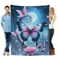 thumbnail image 4 of Butterfly Flannel Print Blanket, Soft And Warm Blanket Nap Blanket for Sofa Sofa Office Bed Camping Trip, Multi-Purpose Gift Blanket for All Seasons, 4 of 6