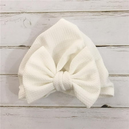 

Greyghost Baby Boy Girl Big Bow Headwrap Baby Headband Cute Newborn Toddler Bowknot Cotton Beanie Hat Cap White