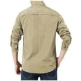 thumbnail image 4 of Yyeselk Men's Hiking Shirts Lightweight Quick Dry Long Sleeve Button Down Lapel Zipper Pocket Cargo Shirt Sun Protection 50 Outdoor Fishing Shirt Khaki XL, 4 of 4