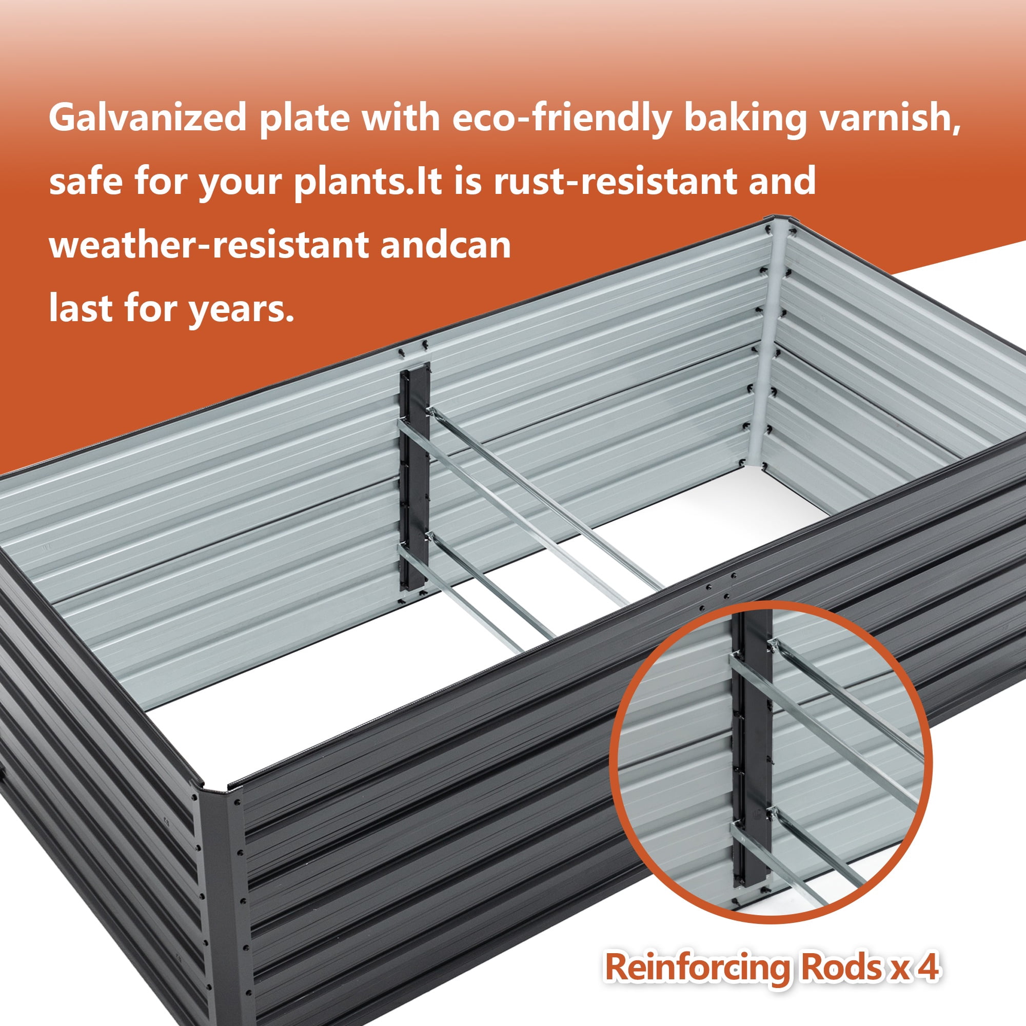 Metal Raised Garden Bed, Seizeen 6×3 ×2 ft Planter Box for Outdoor, Green Galvanized Raised Planter for Vegetables Flower Fruits, Large Gardening Plant Box for Patio