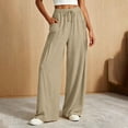 thumbnail image 4 of CHGBMOK Women's Plus Size Palazzo Pants Elastic High Waist Drawstring Wide Leg Pants Flowy Floor-Length Trousers with Pockets Loose Casual Pants, 4 of 9