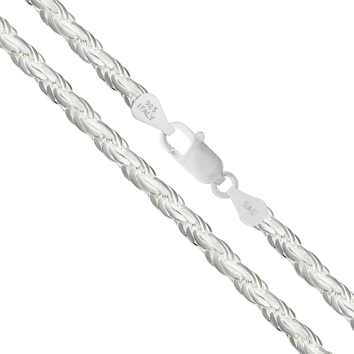 Sterling Silver Torsion Rope Chain 4.3mm Solid 925 Spiga Braid