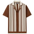 thumbnail image 4 of Bxsruta Men's Striped Knit Polo Shirt Short Sleeve Button Down Casual Breathable Mesh Top, 4 of 6