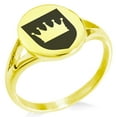 thumbnail image 1 of Stainless Steel Crown Royal Coat of Arms Shield Minimalist Oval Top Polished Statement Signet Ring, 1 of 1