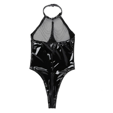 

1111Fourone Hot Lingerie Faux Leather Dance Jumpsuit Motorcycle Bodysuit