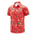 thumbnail image 2 of Gyexs Christmas Hawaiian Shirts for Men Short Sleeve Printed Button Down Beach Shirts Red Size S, 2 of 4