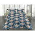 thumbnail image 2 of Ambesonne Abstract Floral Quilted Coverlet 3 Pcs, Spring Art Flowers, King Size, Slate Blue and Blush, 2 of 4