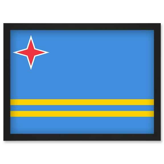 Aruba National Flag Patriotic Vexillology World Flags Country Region Poster Artwork Framed Wall Art Print A4