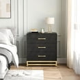 thumbnail image 6 of Roromall 3 Drawer Dresser Wooden Bedside Storage Bedroom Triple Dresser Bedside Dresser for Storage Modern Dresser with Gold Handles, 6 of 8