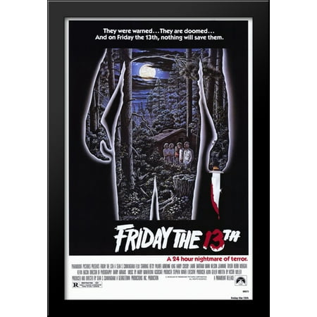 Friday the 13th 28x40 Large Black Wood Framed Print Movie Poster