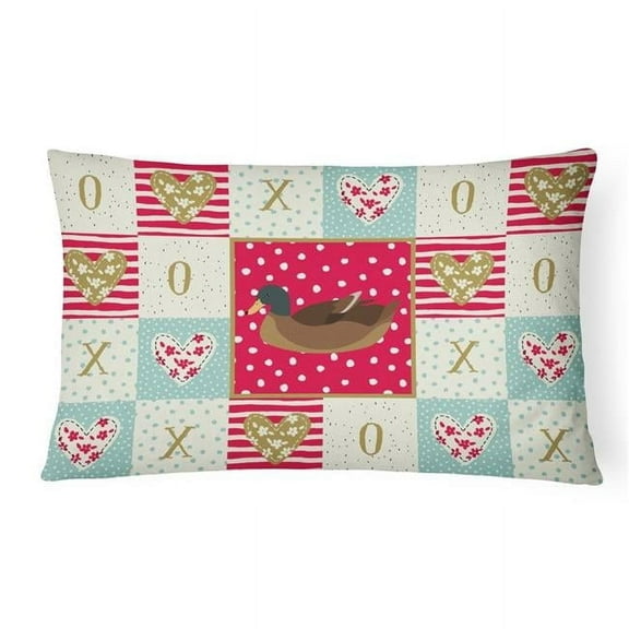 Caroline's Treasures CK5293PW1216 Khaki Campbell Duck Love Canvas Fabric Decorative Pillow, Red, 12H x16W, multicolor