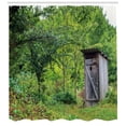 thumbnail image 3 of Ambesonne Outhouse Shower Curtain, Spring Forest Worn Hut, 69"Wx84"L, Fern Green and Grey, 3 of 3