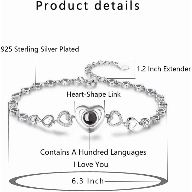 アクセサリー heart vintage silver 925 bracelet Heart Bracelet Sterling Silver /Heavy Link Chain with Big