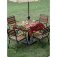 thumbnail image 3 of Outdoor Tablecloth with Umbrella Hole and Zipper, Christmas Square Table Cloth 54x54 Inch Waterproof Tablecloth, Truck Pine Tree Snowflake Black Red Plaid Picnic Table Cover for Patio Camping, 3 of 7