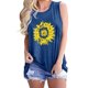 thumbnail image 1 of Blusa sin mangas con estampado de girasol, cuello redondo, talla grande, sin mangas, holgada, para vacaciones de verano, 1 of 4