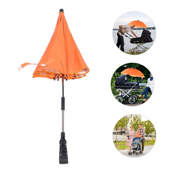 Tineasur Stroller Sunshade Umbrella Orange UV Rain Protection 1Set