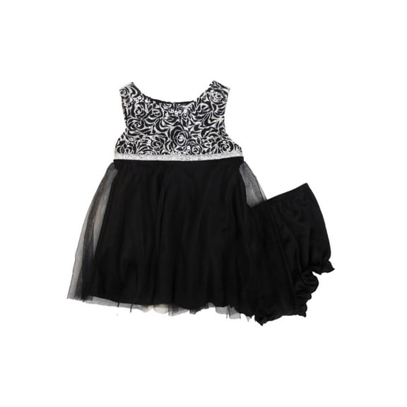 Marmellata Infant & Toddler Girls Black Sparkly Sequin Rose Party Dress 12-18m