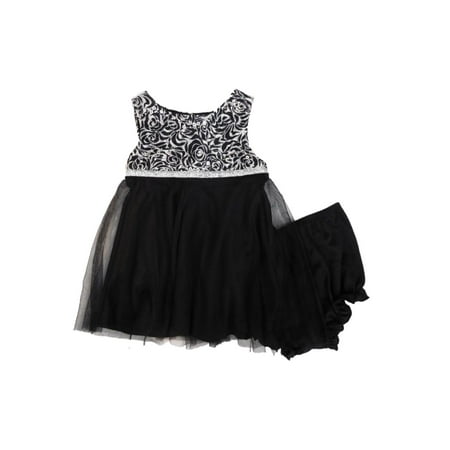 

Marmellata Infant & Toddler Girls Black Sparkly Sequin Rose Party Dress 6-9m
