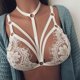 thumbnail image 3 of Lencería de Encaje Gibobby Crop Top Sexy Bra Sheer Shirt Bralette Mujeres Floral Bustier Chaleco Blanco M, 3 of 5