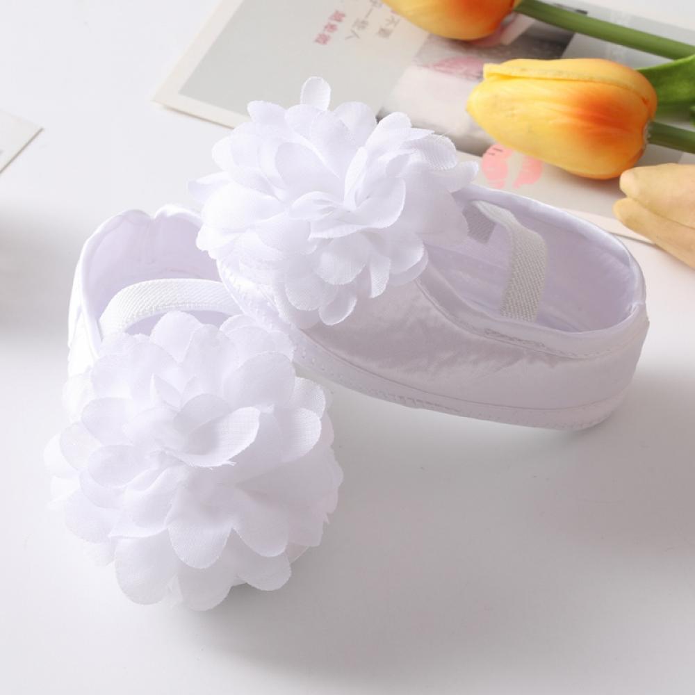 Baby Girls Bowknot Princess Shoes Headband Set,Soft Sole Floral Mary Jane Flats Infant Princess Prewalkers Toddler Wedding Dress Shoes,Non-Slip Toddler First Walkers Christening Baptism Crib Shoes - image 5 of 7