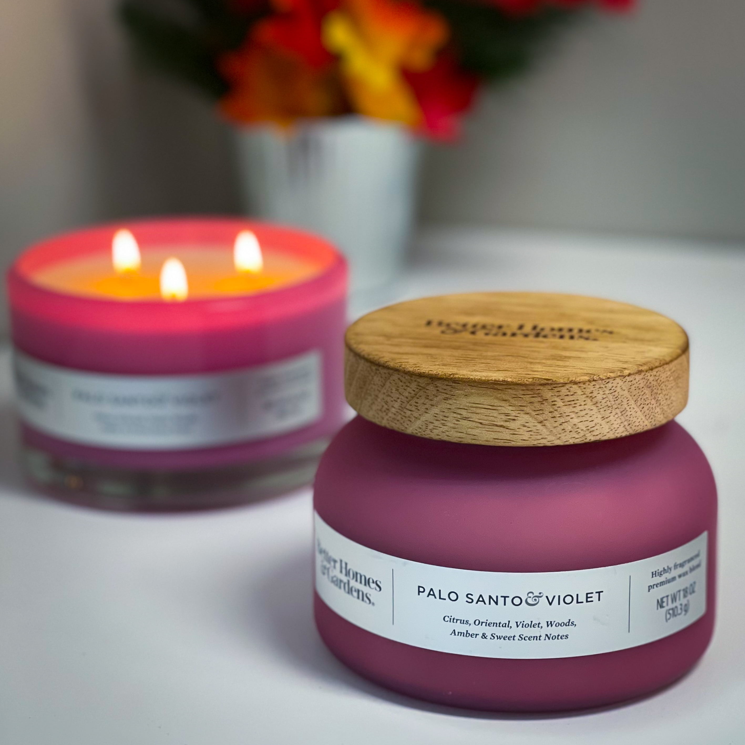 Better Homes & Gardens Palo Santo & Violet 18oz Scented 2-wick Candle
