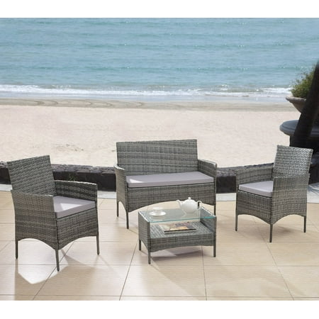 Modern Outdoor Garden Conversation Set with Coffee Table