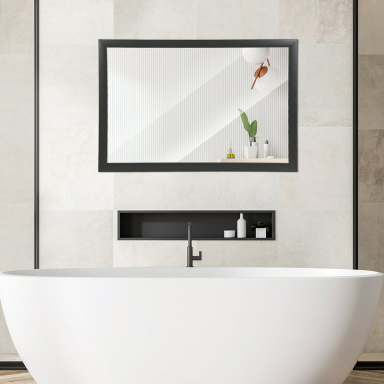 HomGarden 24x36Inch Rectangle Modern Wall Mirror Black Bathroom Vanity  Mirror