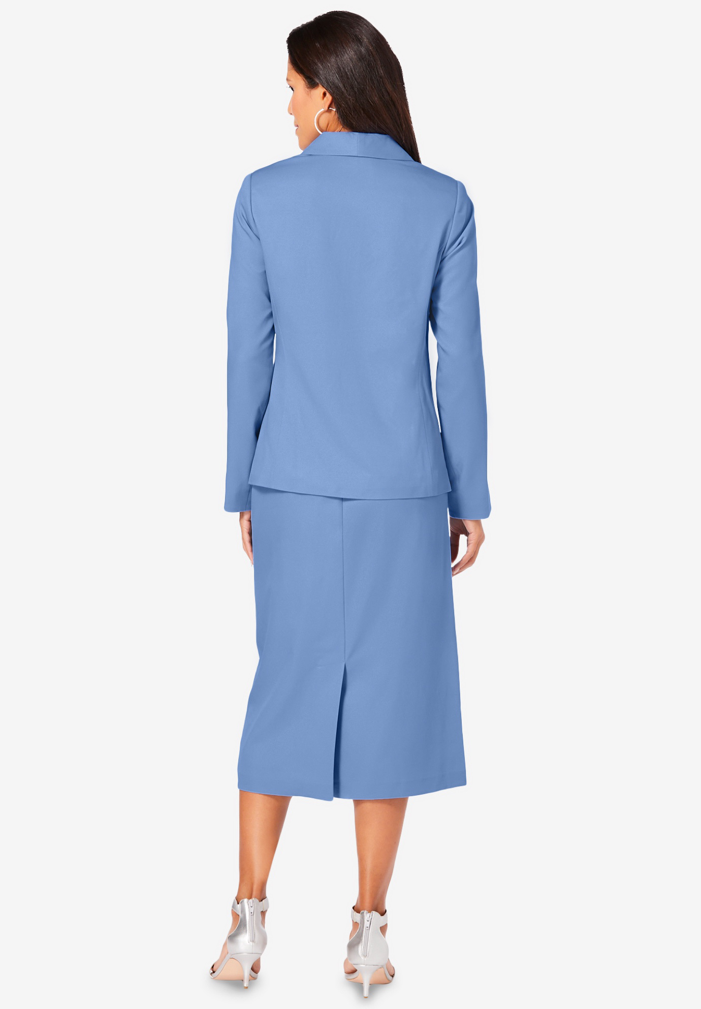 Roaman's Women's Plus Size Two-Piece Skirt Suit With Shawl-Collar Jacket Skirt Suit - image 3 of 5