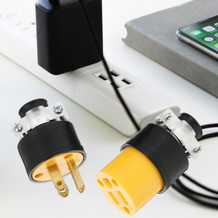 1 Set Extension Cord End Grounding Replacement Connectors Female and Male