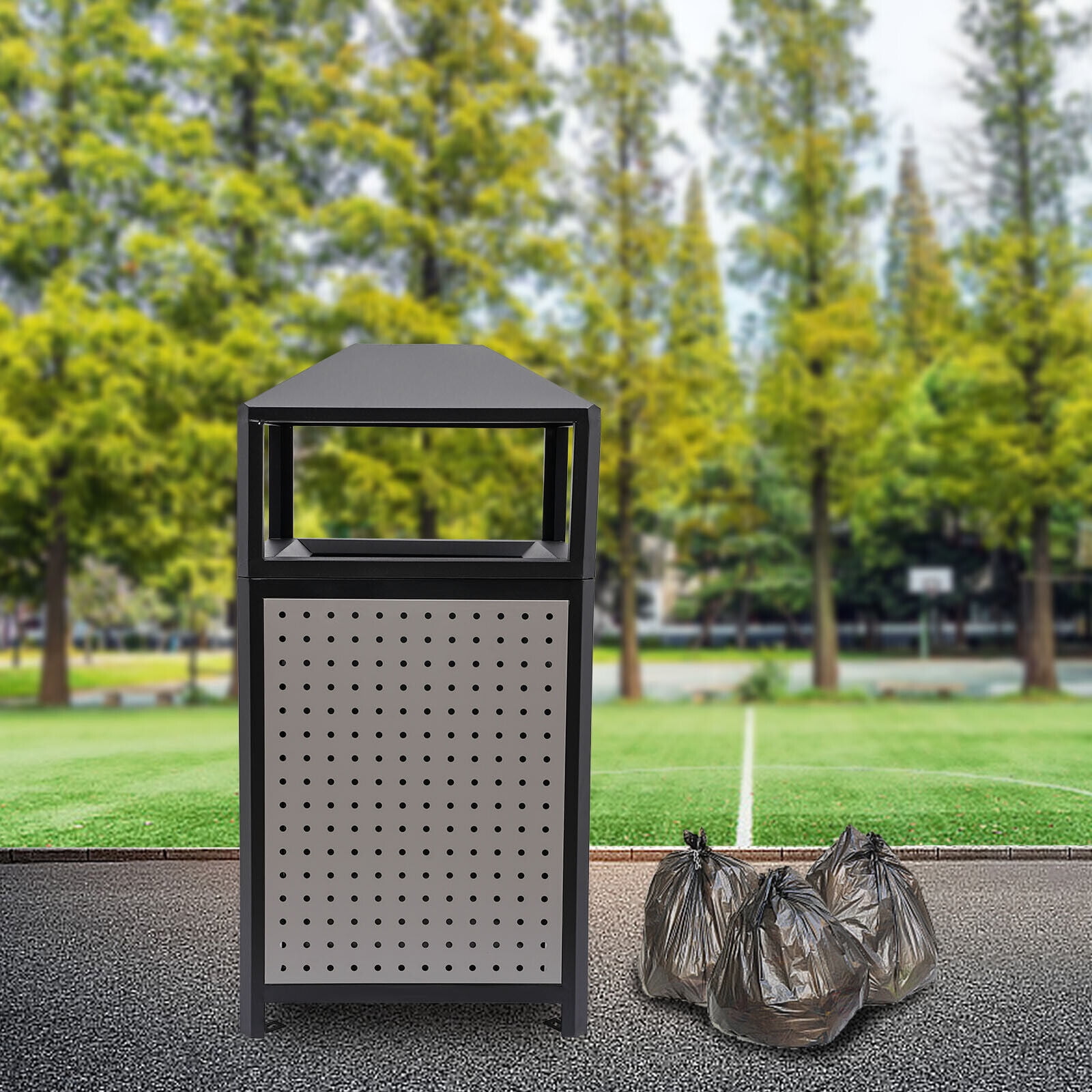 Outdoor Trash Can Industries Stainless Steel Kitchen Dustbin with Lid 38 Gallon