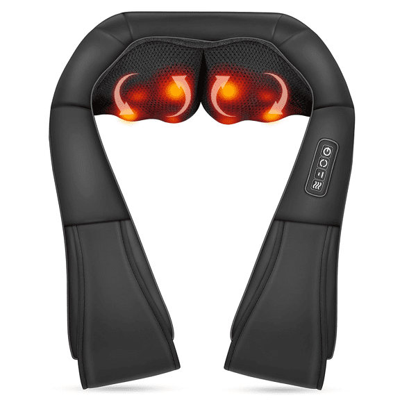 ALLJOY Shiatsu Shoulder Neck Massager with Heating, Deep Tissue 3D Kneading Massager, Use at Home, Car, Office (Black)