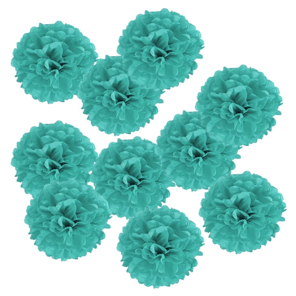 Uxcell Pom Poms de Papel Flores Bola para Decoración de Boda, Baby Shower, Fiesta de Cumpleaños, Fondo Turquesa