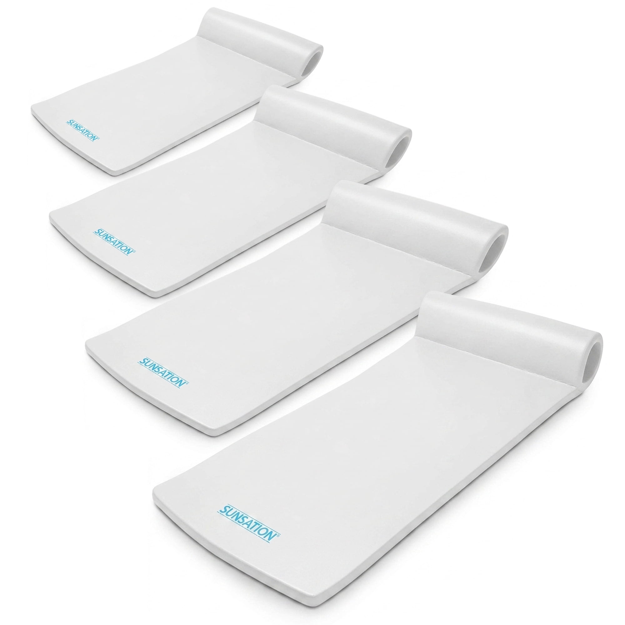 TRC Recreation Sunsation 1.75" Thick Foam Pool Float Lounger w/ Headrest, 4 Pack, White