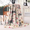thumbnail image 2 of Schnauzer Dog and Pioneer Flower Blanket,Comfortable Soft Lamb Wool Throw Blanket,All Season,Warm Lightweight Blankets for Sofa Bed Couch Living Room Chair,60"x80", 2 of 4