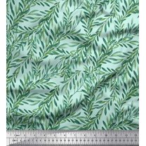 Soimoi Green Heavy Canvas Fabric Laurel Leaves Print Fabric by Yard 58 Inch Wide