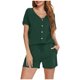 thumbnail image 1 of Pijama de cuello redondo y manga corta con estampado informal de moda para mujer con pantalones para el hogar Conjunto de top y pantalones de poliéster para mujer, 1 of 8