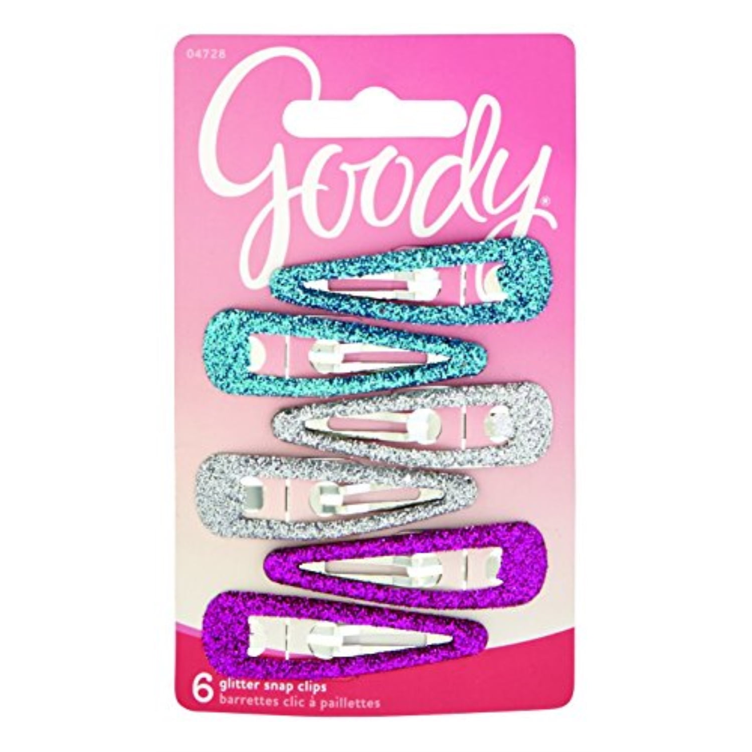 Goody Girls Glitter Snap Contour Clip Barrettes 6-Count (Pack of 3 ...