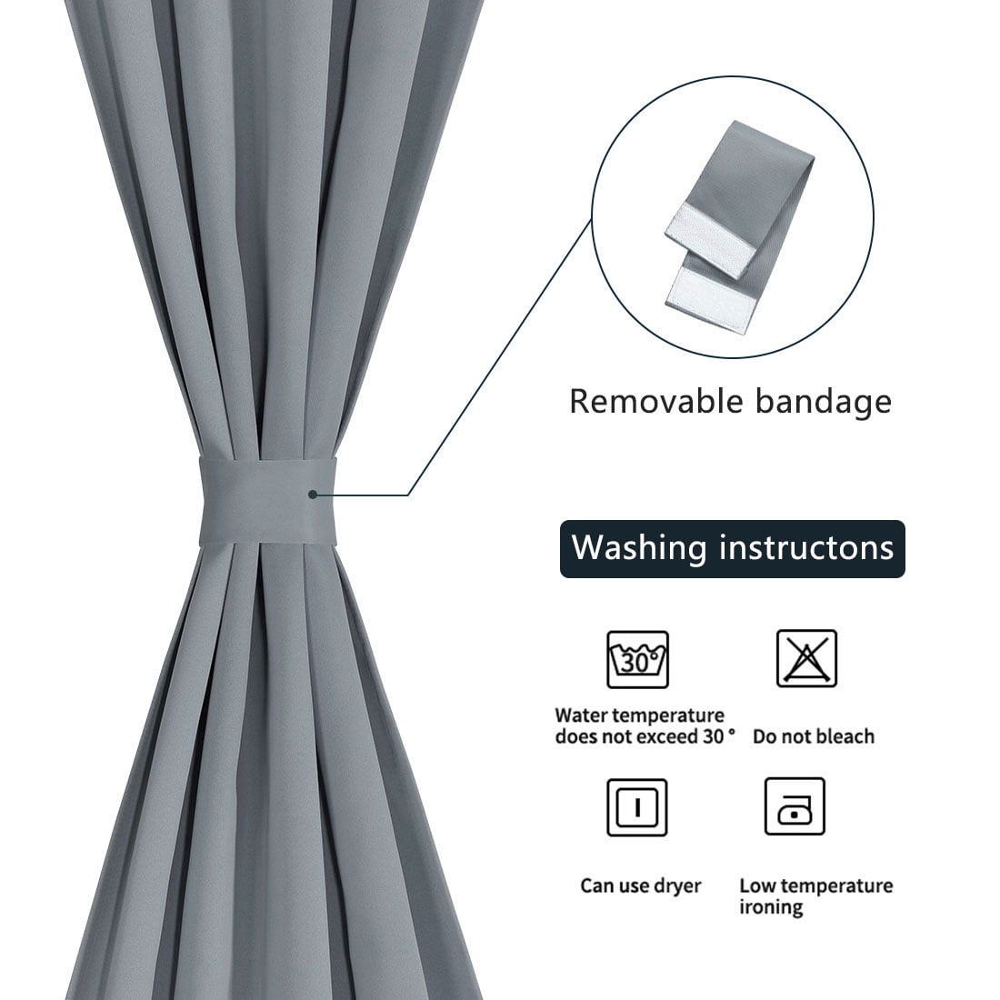 PiccoCasa 1 Panel Door Curtains Home Blackout Window Curtains, Dark Gray W54" x L40"