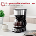 thumbnail image 4 of 5-Cup Programmable Coffee Maker, 25oz Drip Coffee Machine with Auto Brew Timer, Pause & Serve, Compact Design – Perfect for Home, Office & Dorm Use, Black, 4 of 6