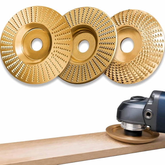 Angle Grinder Polishing Pad for Wood, 3 Pcs 4" Wood Carving Disc Set,Tungsten Carbide Grinding Wheel Shaping Disc,Woodworking Cutting Attachments