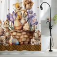 thumbnail image 2 of Easter Bunny Shower Curtain Set, Waterproof Shower Curtains for Bathroom, Brown Eggs Floral Rabbits Farmhouse Dots Plaid Washable Fabric Bath Curtain for Bathtub Decoration with Hooks 54x78 Inches, 2 of 9