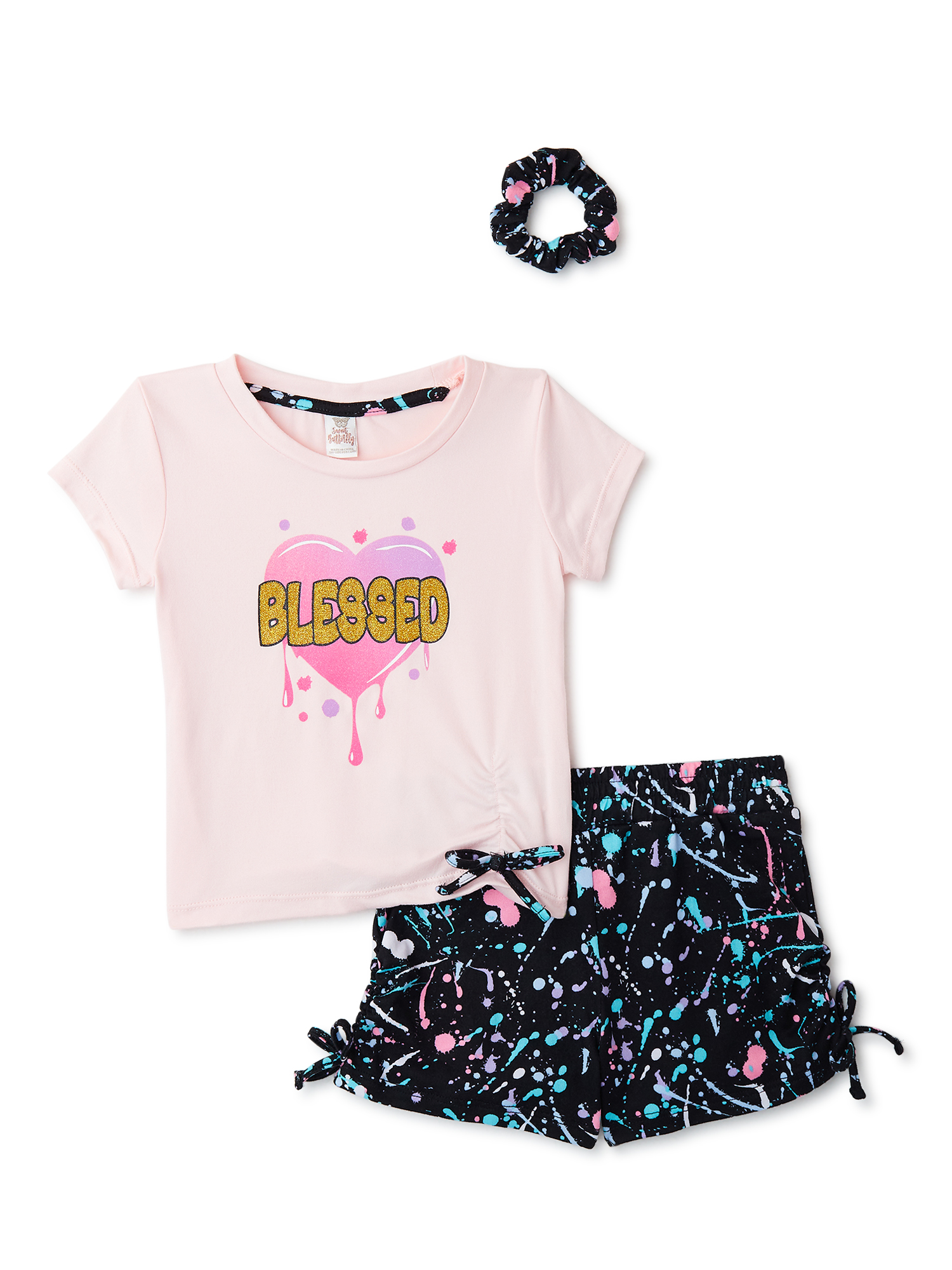 Sweet Butterfly Toddler Girls’ Active TShirt and Shorts, 2Piece Set